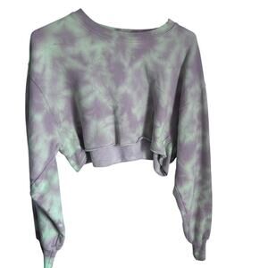 TNA Cozy Fleece Boyfriend cropped sweatshirt size 1 Tie Dye Crew neck